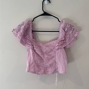 Free People Lilac Smocked Blouse